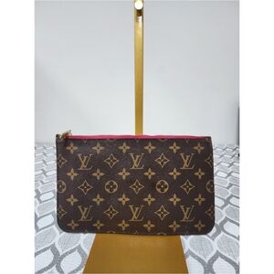 LOUIS VUITTON Monogram Neverfull MM GM Pochette Brown